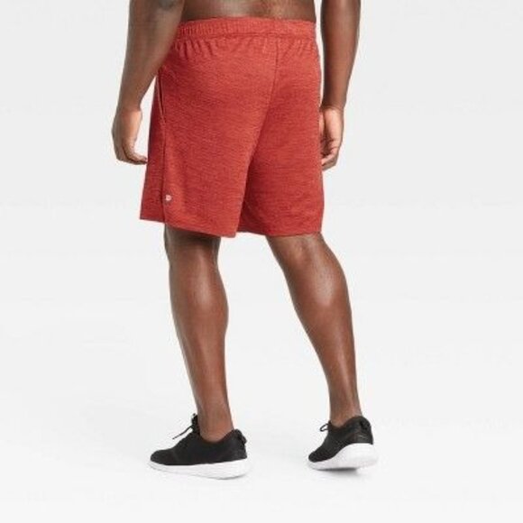 Mens Textured Red Athletic Shorts With Elastic Waistband & Drawstring Medium 9 - Picture 8 of 10